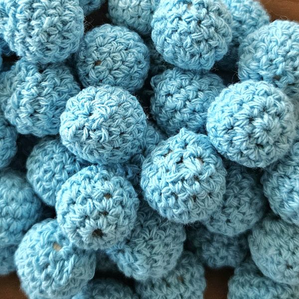 Heklede Perleballer- 10 stk Turkis