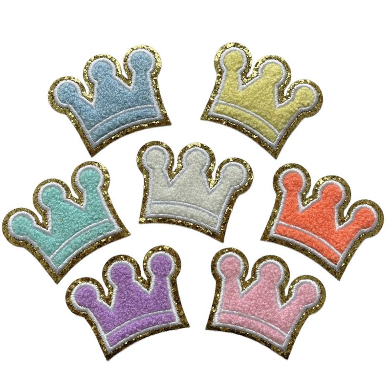 Chenille KRONE med glitter gullkant