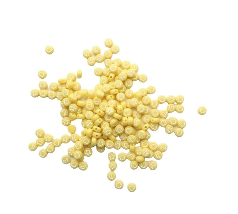  Soft Yellow acrylperler - Div Tegn i hvit
